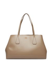Calvin Klein Torebka Ck Snap Large Tote LV04F3502G Beżowy. Kolor: beżowy. Materiał: skórzane #2