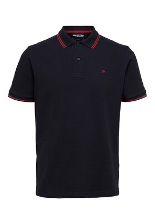 Selected Homme Polo 16087840 Czarny Regular Fit. Typ kołnierza: polo. Kolor: czarny. Materiał: bawełna