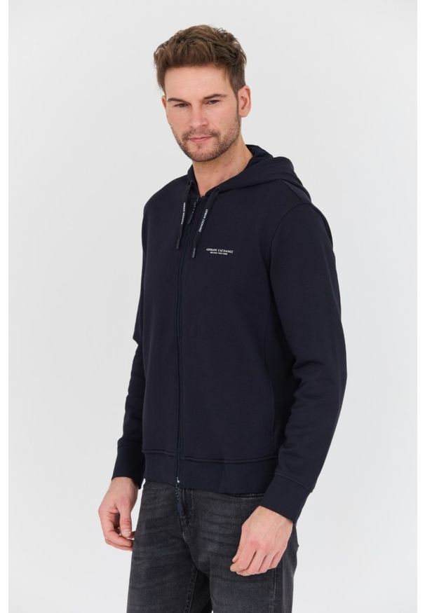 Armani Exchange - ARMANI EXCHANGE Granatowa męska bluza z kapturem, Rozmiar XL. Typ kołnierza: kaptur. Kolor: niebieski