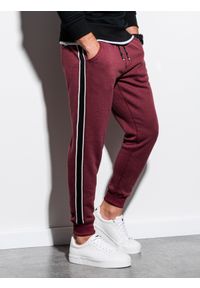 Ombre Clothing - Spodnie męskie dresowe joggery - bordowe P898 - XL. Kolor: czerwony. Materiał: dresówka. Wzór: gładki. Styl: elegancki #1