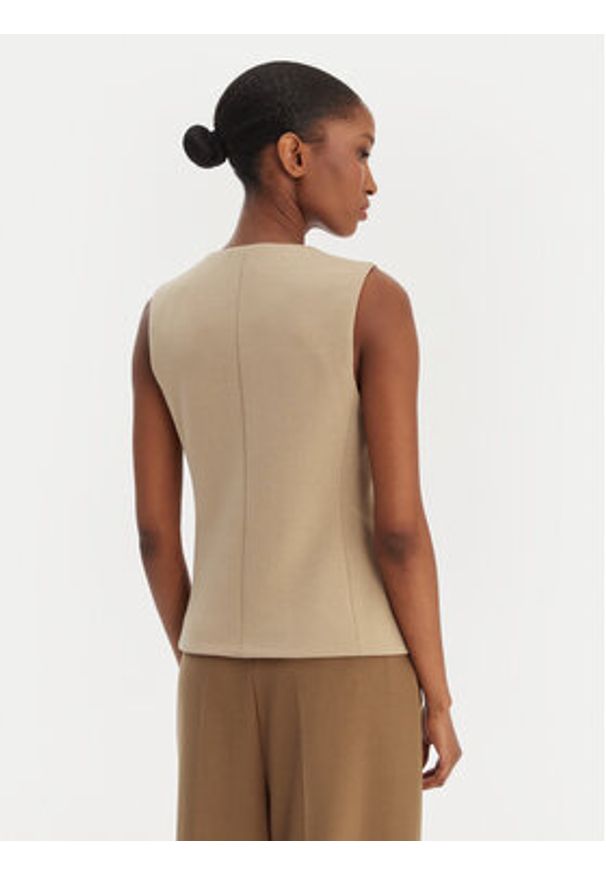 Weekend Max Mara Kamizelka garniturowa Poggio 2615911021 Beżowy Slim Fit. Kolor: beżowy. Materiał: bawełna