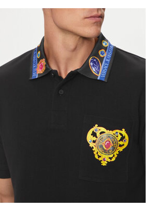 Versace Jeans Couture Polo 76GAGT11 Czarny Regular Fit. Typ kołnierza: polo. Kolor: czarny. Materiał: bawełna