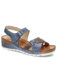 Niebieskie Sandały Wasak Wygodne Skórzane Buty. Zapięcie: rzepy. Kolor: niebieski. Materiał: skóra. Sezon: lato. Styl: elegancki