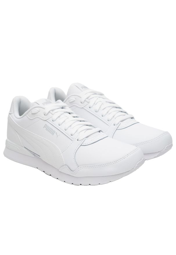Puma - Męskie Skórzane Buty Treningowe St Runner V3. Kolor: biały. Materiał: skóra. Sport: turystyka piesza