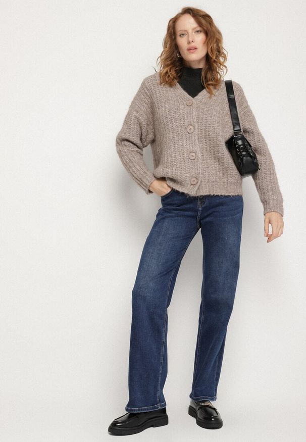 Born2be - Niebieskie Jeansy o Szerokim Kroju z Bawełną Tessale. Okazja: na co dzień. Kolor: niebieski. Styl: casual, elegancki