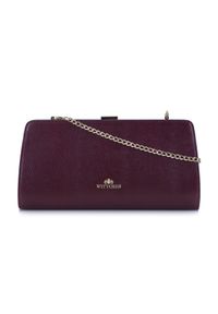 Wittchen - Kopertówka skórzana XXL na łańcuszku. Kolor: fioletowy. Wzór: haft. Dodatki: z haftem. Materiał: skórzane. Rozmiar: duże. Styl: casual, klasyczny, wizytowy #1