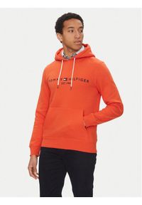 TOMMY HILFIGER - Tommy Hilfiger Bluza Logo MW0MW11599 Pomarańczowy Regular Fit. Kolor: pomarańczowy. Materiał: bawełna