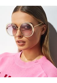 Chloe - CHLOE - Różowe okulary przeciwsłoneczne. Kształt: okrągłe. Kolor: różowy, wielokolorowy, fioletowy. Materiał: materiał #1