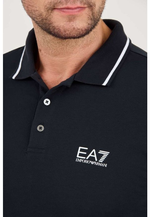 EA7 Emporio Armani - EA7 Granatowa męska koszulka polo, Rozmiar L. Typ kołnierza: polo. Kolor: niebieski