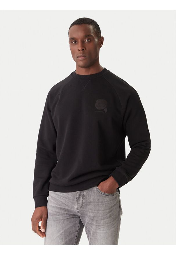 Karl Lagerfeld - KARL LAGERFELD Bluza 705010 554910 Czarny Regular Fit. Typ kołnierza: dekolt w karo. Kolor: czarny. Materiał: bawełna