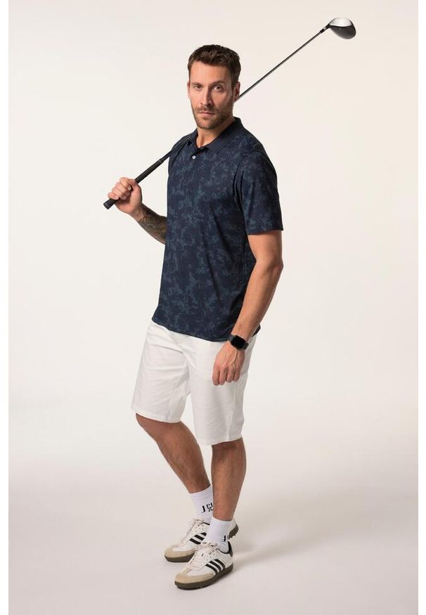 JAY-PI - Męska Koszulka polo golf rękaw 1/2 nadruk na całej powierzchni. Typ kołnierza: polo, golf. Kolekcja: plus size. Kolor: niebieski. Materiał: elastan, poliester, materiał. Wzór: nadruk. Styl: sportowy