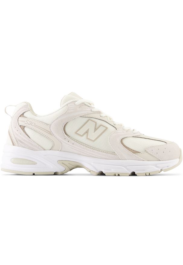 Buty unisex New Balance MR530OW – białe. Okazja: na co dzień. Kolor: biały. Materiał: materiał, syntetyk. Szerokość cholewki: normalna. Sezon: lato
