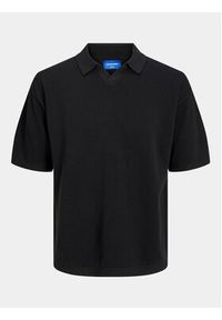 Jack & Jones Polo Linen 12252748 Czarny Regular Fit. Typ kołnierza: polo. Kolor: czarny. Materiał: bawełna #7