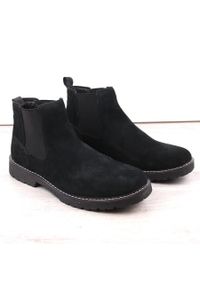 Skórzane zamszowe buty sztyblety męskie wsuwane czarne Filippo MBT5003. Zapięcie: bez zapięcia. Kolor: czarny. Materiał: zamsz, skóra #6