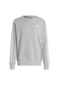 Adidas - Essentials French Terry 3-Stripes Sweatshirt. Kolor: szary. Materiał: materiał