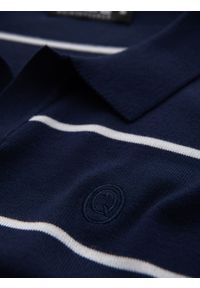 Ombre Clothing - Męska koszulka polo w poziome paski z wiskozą – granatowo-biała V1 - Rozmiar: M. Okazja: na co dzień. Typ kołnierza: polo. Kolor: biały. Materiał: wiskoza. Wzór: paski. Styl: casual #4