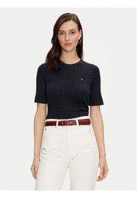 TOMMY HILFIGER - Tommy Hilfiger Sweter WW0WW41787 Czarny Regular Fit. Kolor: niebieski. Materiał: bawełna #1
