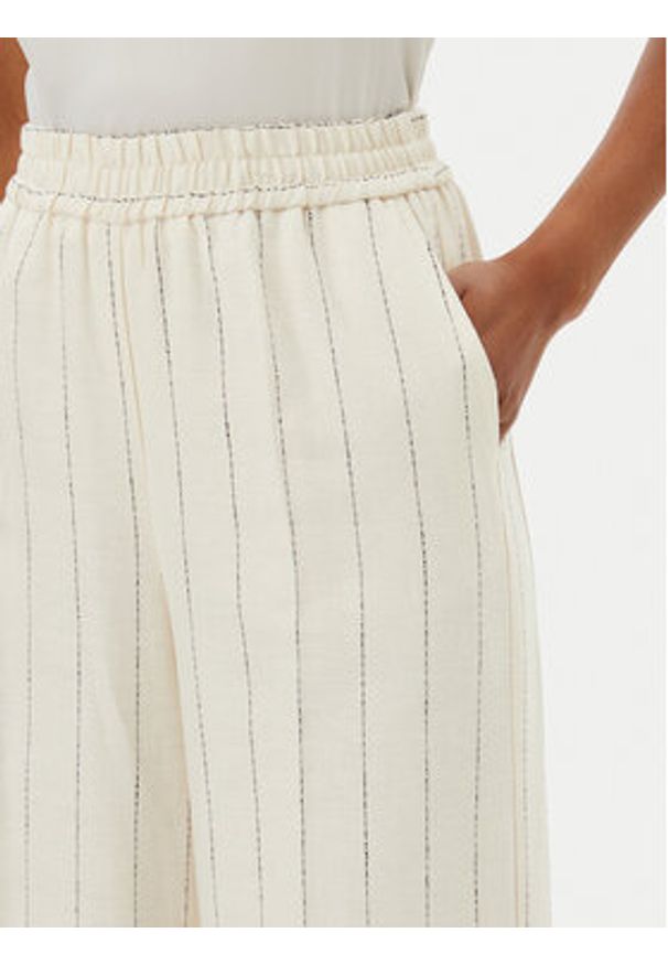 Kontatto Spodnie palazzo MA3008C Écru Wide Leg. Kolor: kremowy. Materiał: len, wiskoza