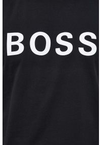 BOSS - Boss T-shirt bawełniany Athleisure kolor czarny z nadrukiem. Okazja: na co dzień. Kolor: czarny. Materiał: bawełna. Wzór: nadruk. Styl: casual