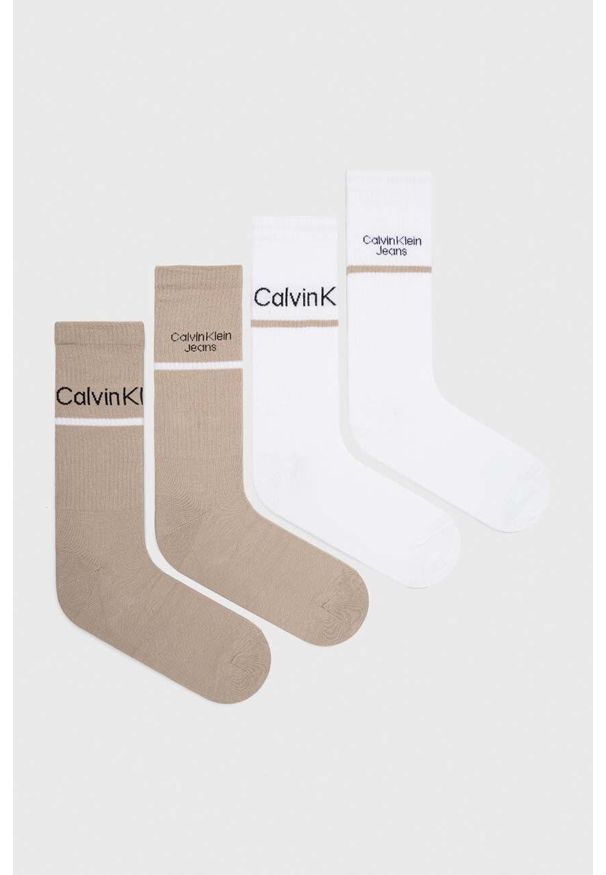 Calvin Klein Jeans skarpetki 4-pack męskie kolor beżowy. Kolor: beżowy