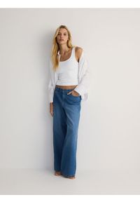 Reserved - Jeansy wide leg baggy - niebieski. Kolor: niebieski