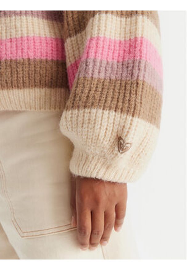 Roxy Kardigan Marble Tiles Stripe ERJSW03669 Beżowy Regular Fit. Kolor: beżowy. Materiał: syntetyk