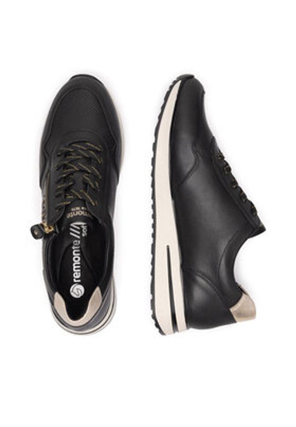 Remonte Sneakersy D1G00-03 Czarny. Kolor: czarny. Materiał: skóra