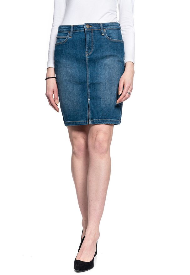 Lee - DAMSKA SPÓDNICA JEANSOWA LEE PENCIL SKIRT L38GQDBE 112108191. Materiał: jeans