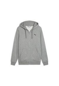Puma - Męska rozpinana bluza z kapturem Essentials PUMA Medium Gray Heather. Typ kołnierza: kaptur. Kolor: szary. Materiał: prążkowany. Sport: bieganie