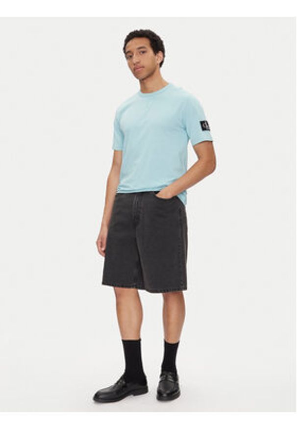 Calvin Klein Jeans T-Shirt J30J323484 Błękitny Regular Fit. Kolor: niebieski. Materiał: bawełna