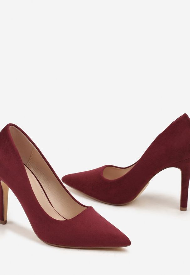 Born2be - Bordowe Eleganckie Szpilki Mevair. Okazja: na co dzień, na spotkanie biznesowe, do pracy. Kolor: czerwony. Materiał: zamsz, jeans. Obcas: na szpilce. Styl: elegancki