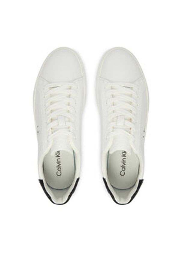 Calvin Klein Sneakersy Low Pro Cup Laceup Lth Moire HW0HW02845 Biały. Kolor: biały. Materiał: skóra