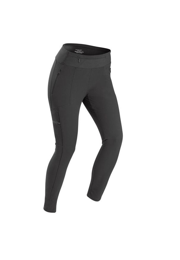 FORCLAZ - Legginsy trekkingowe damskie Forclaz Travel 500. Kolor: czarny. Materiał: materiał, poliamid, poliester, elastan