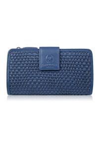 PAOLO PERUZZI - Duży portfel damski granatowy handmade z ochroną RFID Paolo Peruzzi AY-08-DB. Kolor: niebieski. Materiał: skóra #1