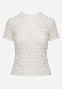 Born2be - Biała Koronkowa Bluzka o Dopasowanym Kroju z Krótkim Rękawem Noessa. Okazja: na co dzień, do pracy, na spotkanie biznesowe. Kolor: biały. Materiał: koronka. Długość rękawa: krótki rękaw. Długość: krótkie. Wzór: koronka. Styl: klasyczny, casual, biznesowy, elegancki #8