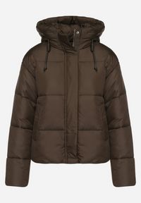 Born2be - Ciemnozielona Pikowana Kurtka Puffer z Kapturem Miviera. Okazja: na co dzień, na spacer. Typ kołnierza: kaptur. Kolor: zielony. Materiał: dzianina, jeans. Sezon: zima. Styl: casual #2