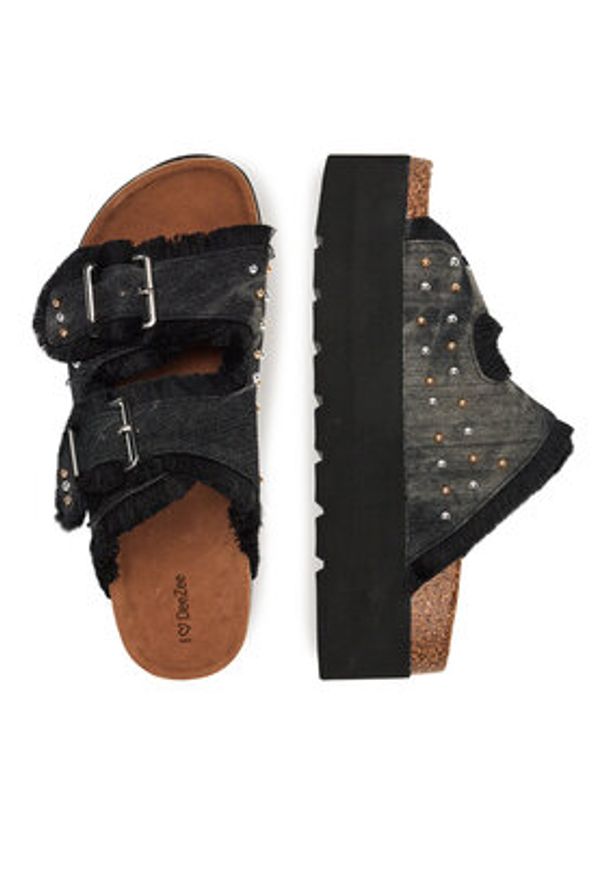 DeeZee Klapki LB-P1748 Czarny. Kolor: czarny. Materiał: materiał
