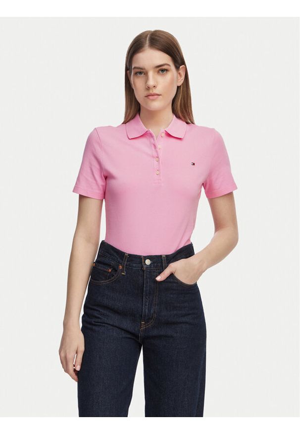 TOMMY HILFIGER - Tommy Hilfiger Polo 1985 WW0WW43225 Różowy jasny Slim Fit. Typ kołnierza: polo. Kolor: różowy. Materiał: bawełna