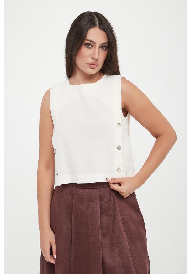 Marella - Top damski lniany Unione MARELLA MONOCHROME. Materiał: len