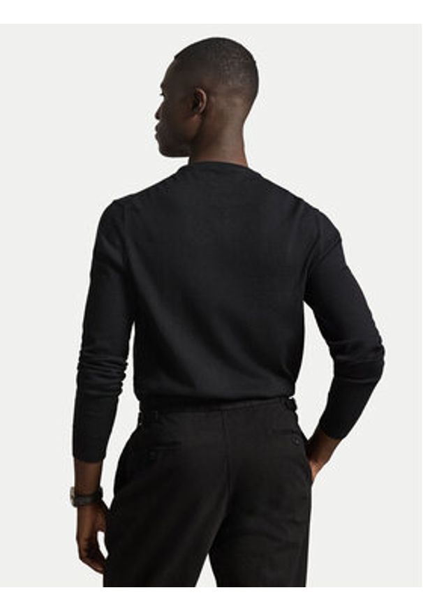 Polo Ralph Lauren Sweter Ls 710684957008 Czarny Slim Fit. Typ kołnierza: polo. Kolor: czarny. Materiał: bawełna
