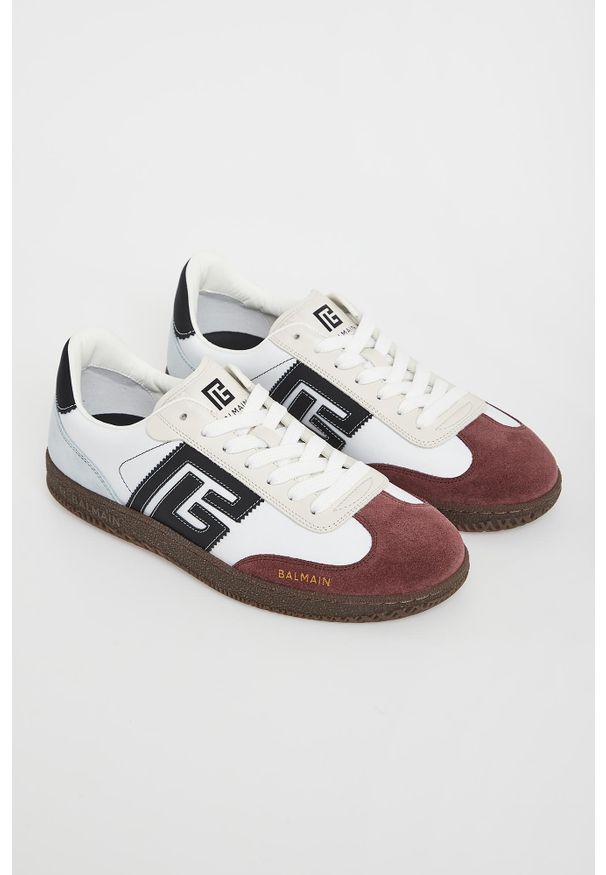Balmain - Sneakersy męskie skórzane BALMAIN. Materiał: skóra