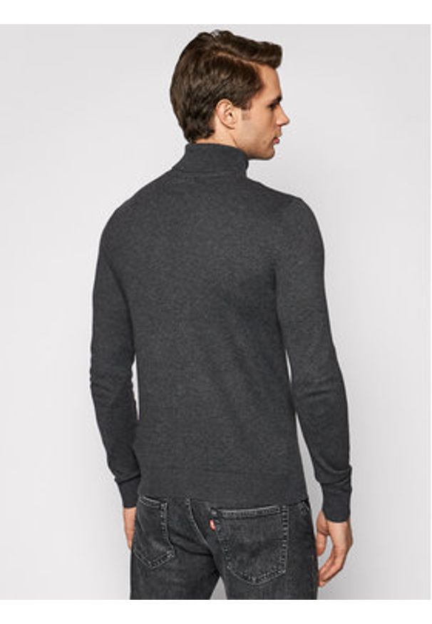 Jack & Jones - Jack&Jones Golf Emil Knit Roll 12157417 Szary Regular Fit. Typ kołnierza: golf. Kolor: szary. Materiał: bawełna