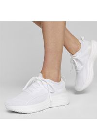 Puma - Damskie dzianinowe buty do biegania ForeverRun NITRO PUMA White Feather Gray. Kolor: wielokolorowy, szary, biały. Materiał: dzianina. Sport: bieganie