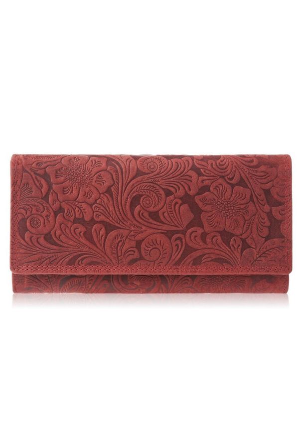 Portfel skórzany vintage PAOLO PERUZZI T-25-RD czerwony. Kolor: czerwony. Materiał: skóra