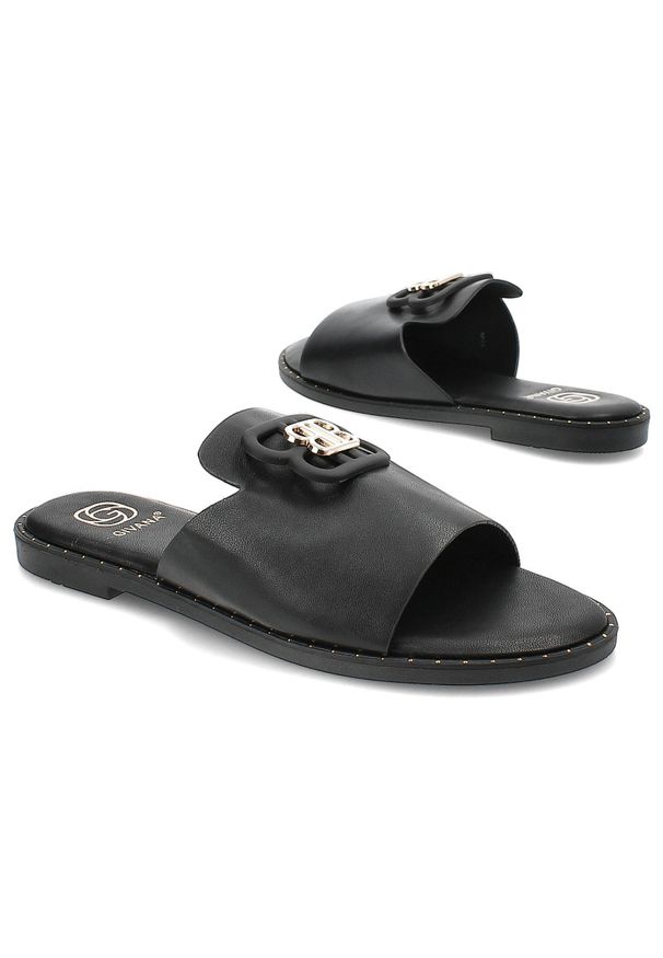 Czarne Klapki Givana Wygodne Obuwie Damskie. Kolor: czarny. Materiał: materiał. Sezon: lato