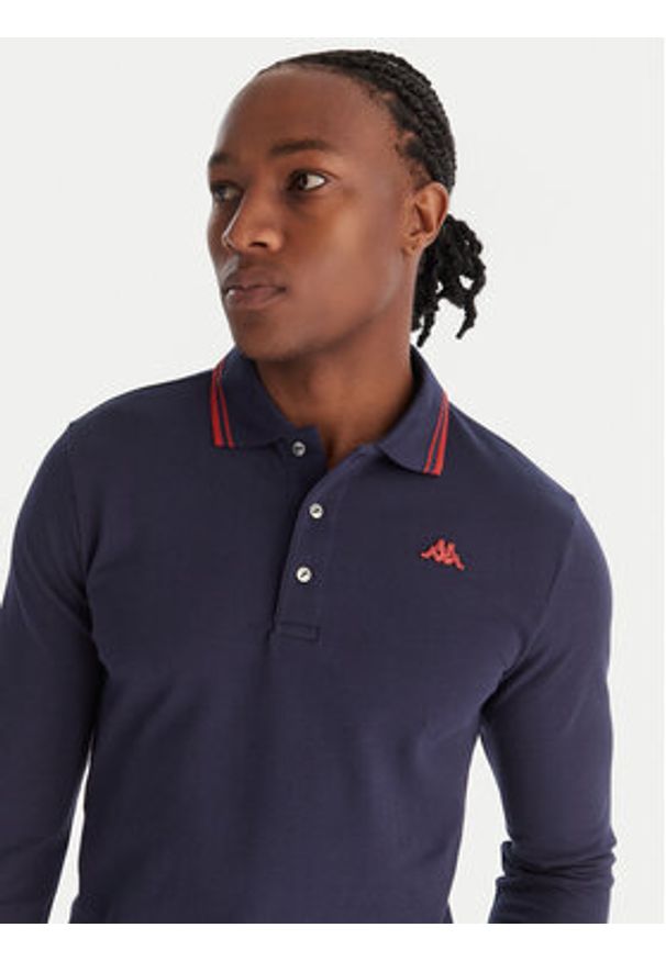 Robe di Kappa Polo Gord 6006570 Granatowy Slim Fit. Typ kołnierza: polo. Kolor: niebieski. Materiał: bawełna