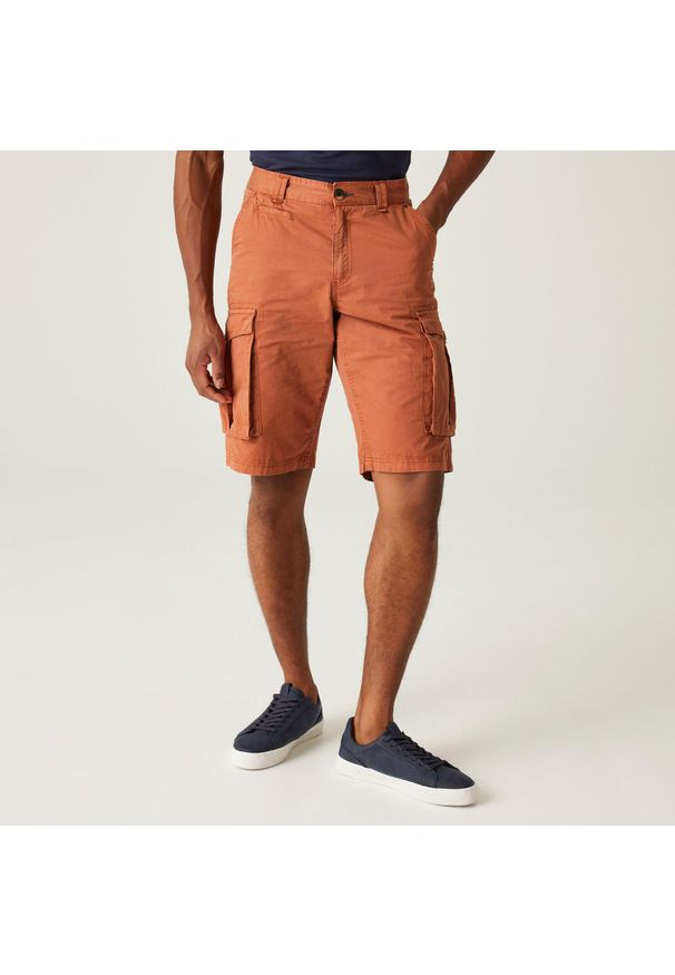 Regatta - Męskie spodenki cargo Shorebay Vintage Look. Kolor: brązowy, beżowy, wielokolorowy. Materiał: bawełna. Sport: turystyka piesza