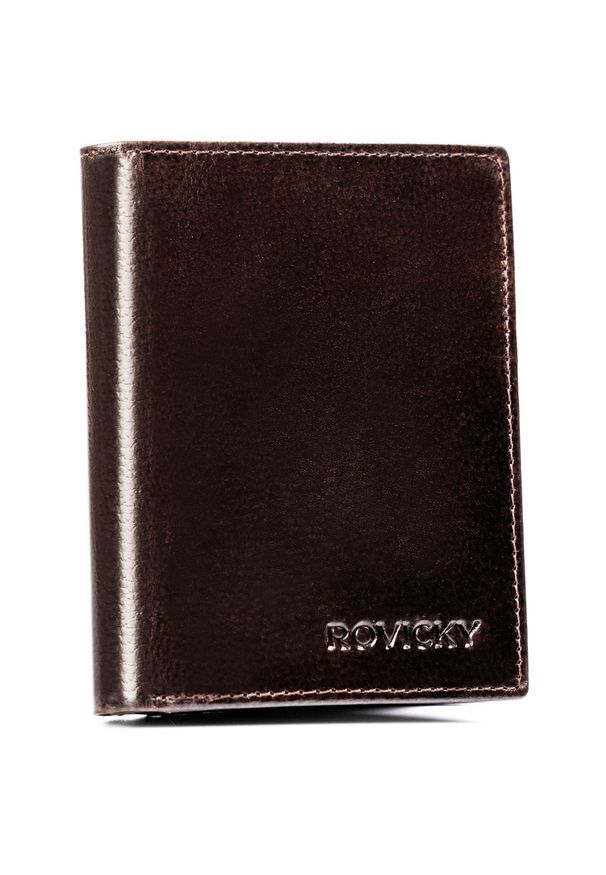 ROVICKY - Portfel męski Rovicky N4-RPVT-BL brązowy. Kolor: brązowy. Materiał: skóra, materiał
