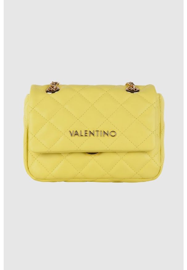 Valentino by Mario Valentino - VALENTINO Pikowana mała żółta torebka ocarina satchel. Kolor: żółty. Materiał: pikowane. Rozmiar: małe