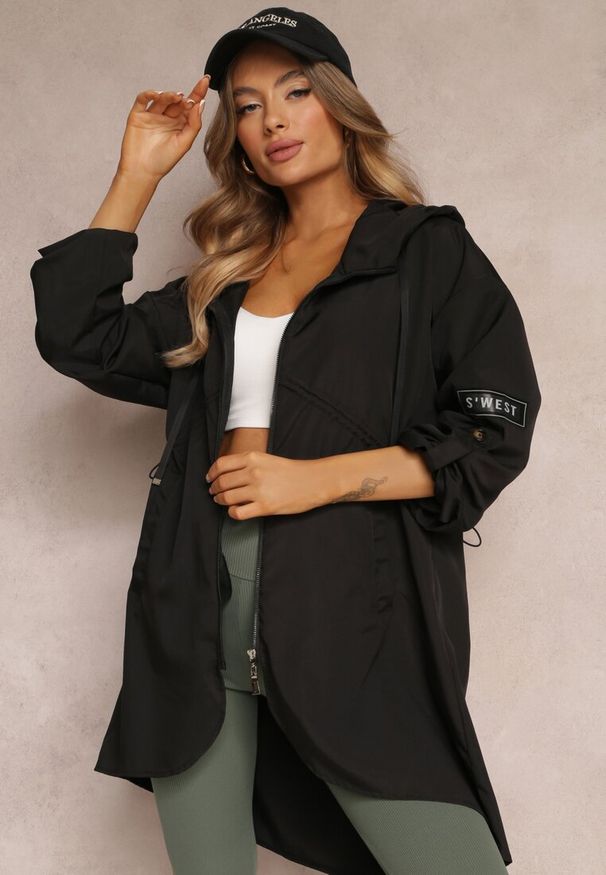 Renee - Czarna Kurtka Oversize Wiatrówka Ceshela. Kolor: czarny. Długość rękawa: długi rękaw. Długość: długie. Styl: elegancki